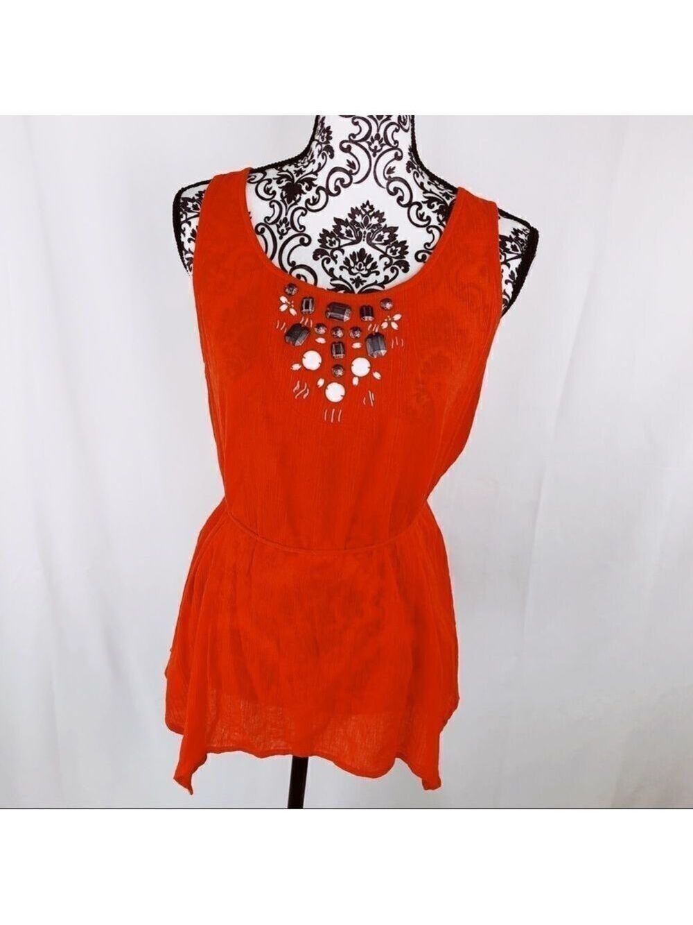 Anthro Edme & Esyllte Beaded Crepe Tunic Top